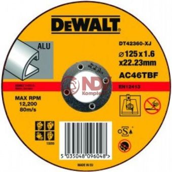 Круг отрезной по алюминию прямой DeWalt DT42360-XJ 125х1,6х22,2 мм