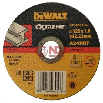 Круг отрезной 125х22,2х1,6мм DeWalt DT43301-QZ Круг отрезной 125х22,2х1,6мм DeWalt DT43301-QZ